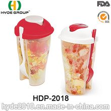Hot Sale Plastic Salad Shaker Cup with Fork (HDP-2018)
